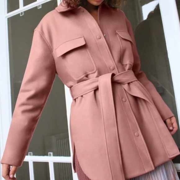 Aritzia Wilfred Rialto Belted Shirt Jacket in Dusty Rose, S - Picture 3 of 5